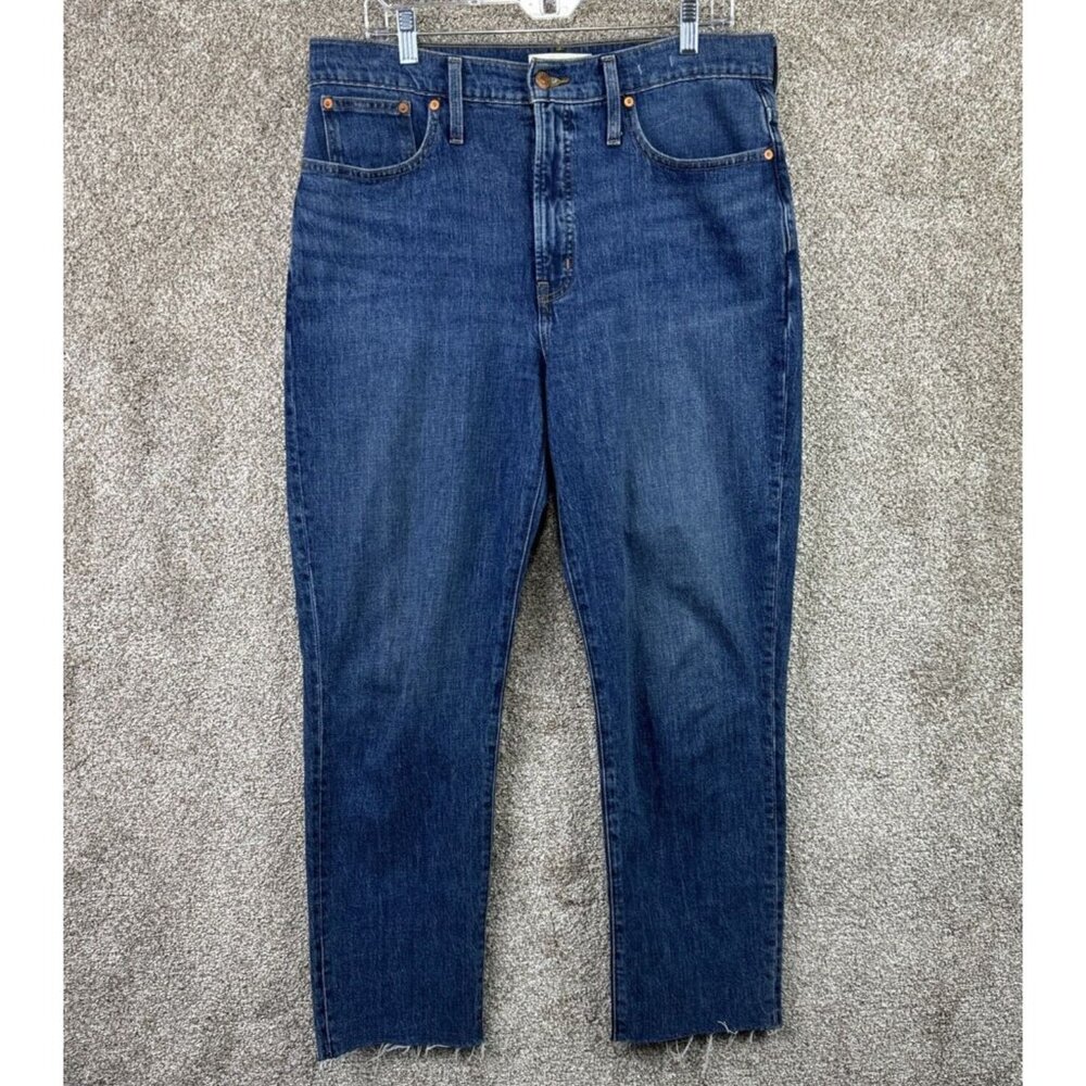 Madewell Jeans Womens Blue Perfect Vintage Hi Rise Frayed Ankle Stretch Denim
